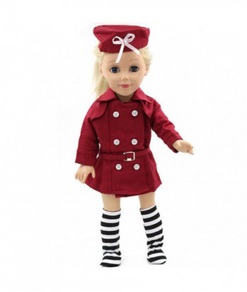 American Girl Dolls 18 Inch Doll Clothing Red Stewardess Business Attire Hat Doll Clothes Set Of Doll