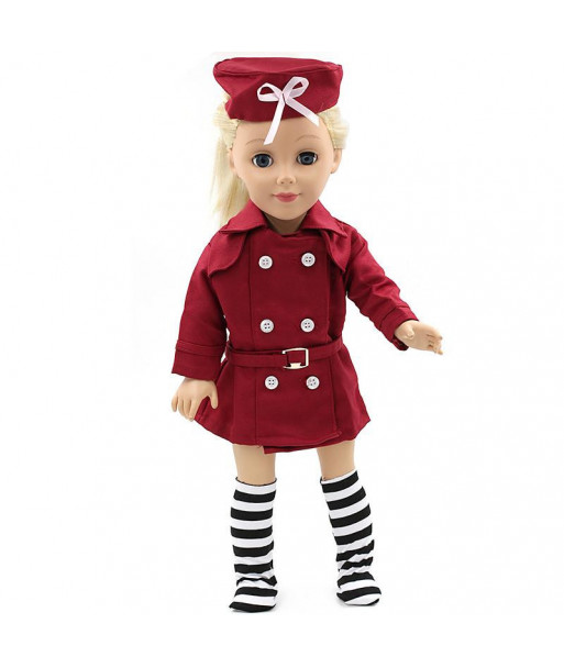 American Girl Dolls 18 Inch Doll Clothing Red Stewardess Business Attire Hat Doll Clothes Set Of Doll