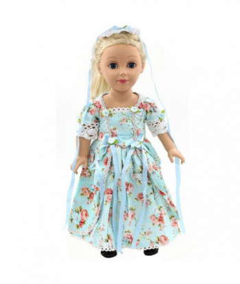 American Girl Doll Clothes Elegant Color Flower Print Long Dress Doll Clothes For 18 Inch American Girl