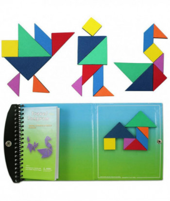 120 Puzzles Magnetic Mathematic Tangram Toys Children Challenge Iq Game Book