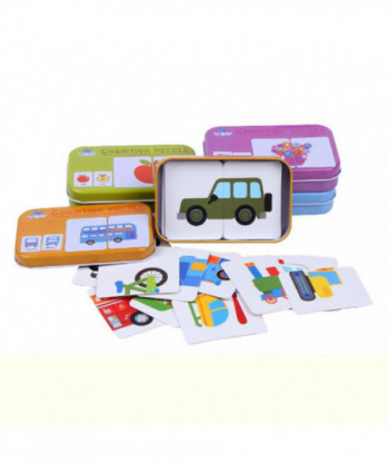 Early Educational Montessori English Fruit Animal Traffic Match Game Puzzle Card Toys For Iron Box Package
