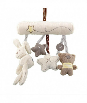 Kawaii Musical Soft Plush Rabbit And Bear Baby Rattle Hanging Toy Stroller Star Hanging Rattle Mobile