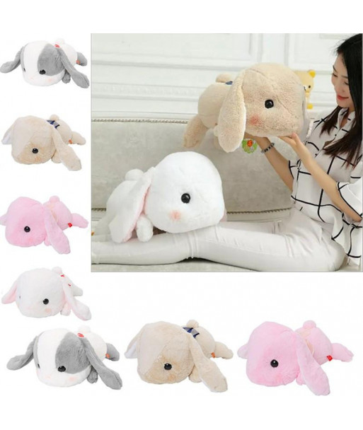 Bigger Than You Expect Amuse Pote Usa Loppy Cuddly Bunny Fluffy Rabbit Plush Toy Lying Gesture Cushion