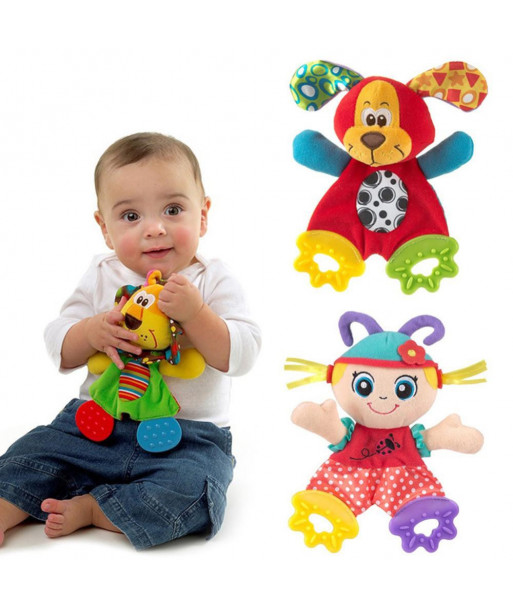 Cute Infant Plush Toy Comfort Towel With Sound Paper And Baby Teether