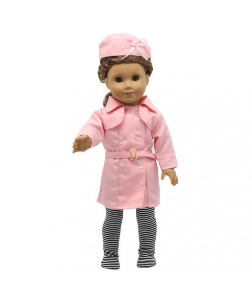 American Girl Doll Accessories Pink Stewardess Uniform Suit Doll Clothes For 18 Inch Dolls Mg203