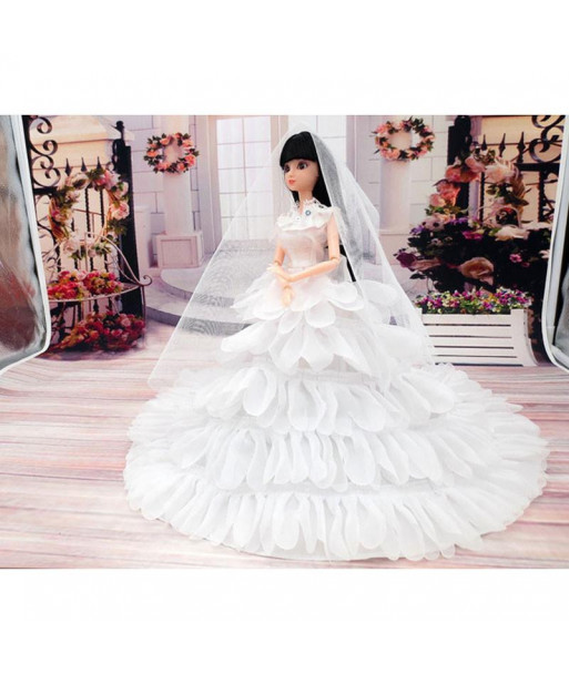 Fashion Toy Doll Clothes Princess Evening Party Wedding Dress Clothes Clothing Gown Wears With Veil For