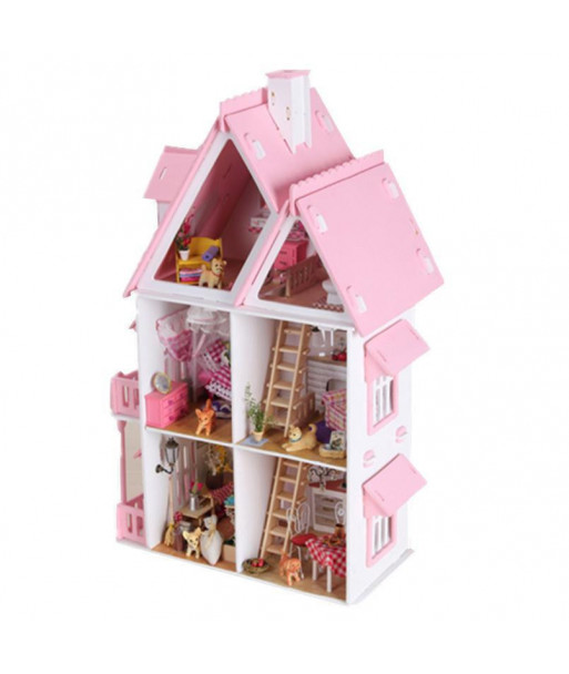 Diy Kit Dollhouse Toy Miniature Scale Model Puzzle Woolen Doll House Unique Big Size House Toy With Furnitures