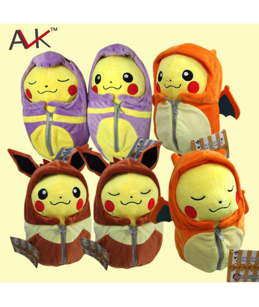 Cartoon Plush Pikachu Cosplay Charizard Eevee Robe Sleeping Bag Ekans Plush Toys Cartoon Fashion Toys