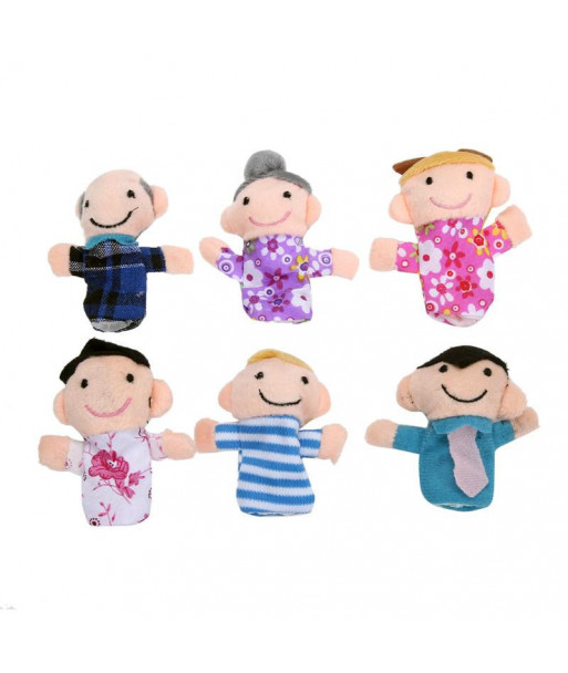 6pcs Family Finger Puppets Cloth Doll Baby Educational Toy Finger Plush Toy Finger Puppets Stuffed Finger